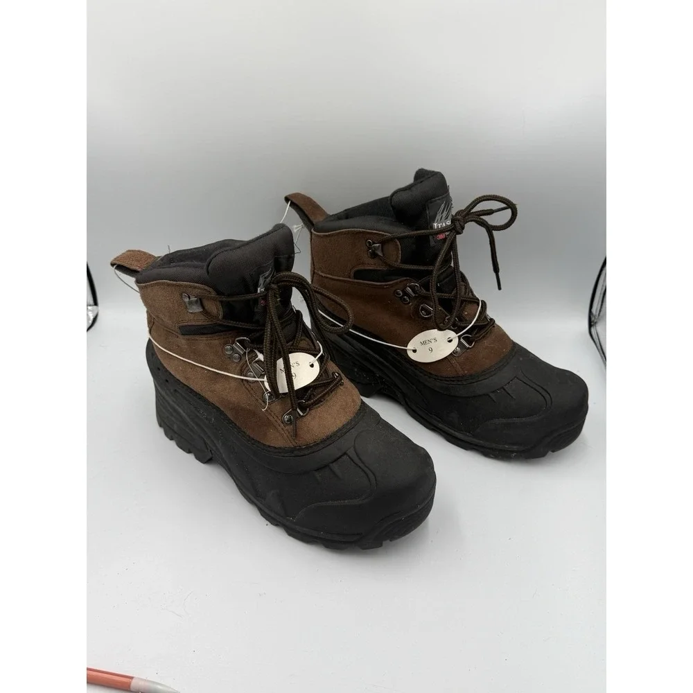 Itasca Windsor Thinsulate Winter Snow Boots Brown Leather Men's Size 9